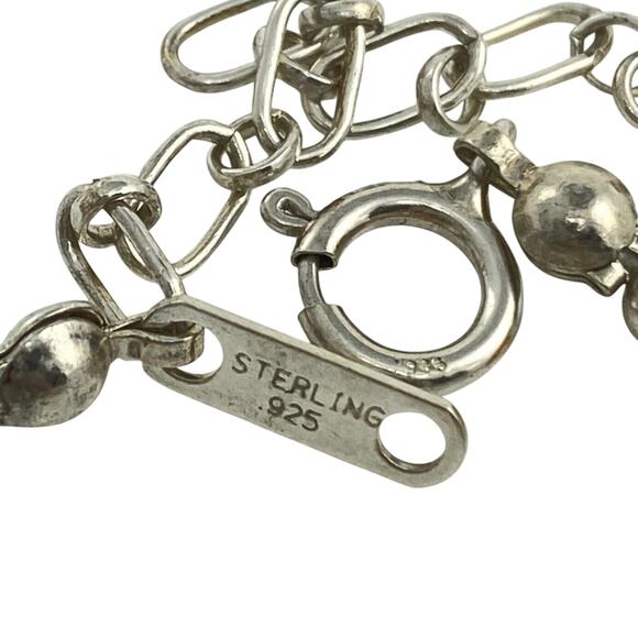 Red Floral Design Glass Bead Station Necklace | NWOT Sterling Silver 925 | 16" - Picture 4 of 6